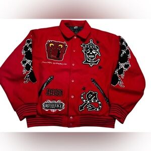 Civil Regime x Beetlejuice Dante’s Inferno letterman Varsity Jacket red mens 3XL
